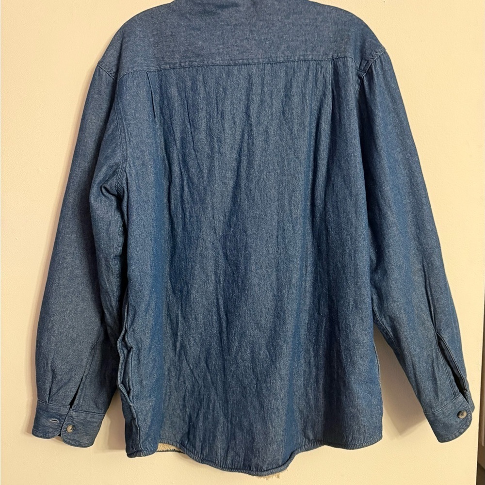 Vintage Wrangler Premium Quality Blue Sherpa Lined Denim Shirt Size Medium M - Picture 4 of 4